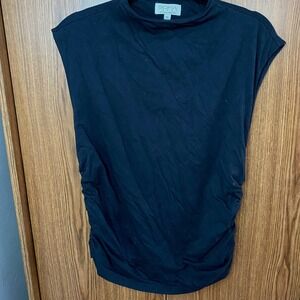 Sofia Jeans Mock Neck Top Womens XL Black Ruched Side Sleeveless